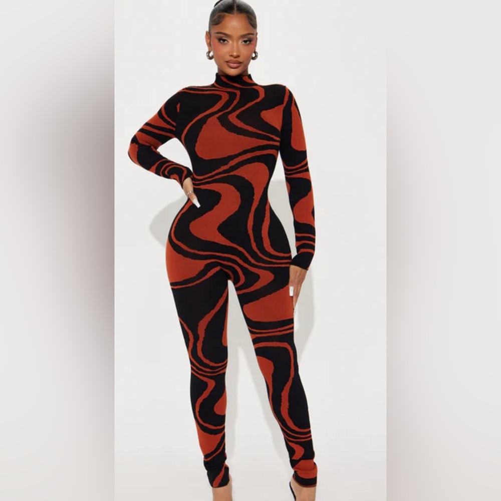 Stylish Black and Orange Jumpsuit